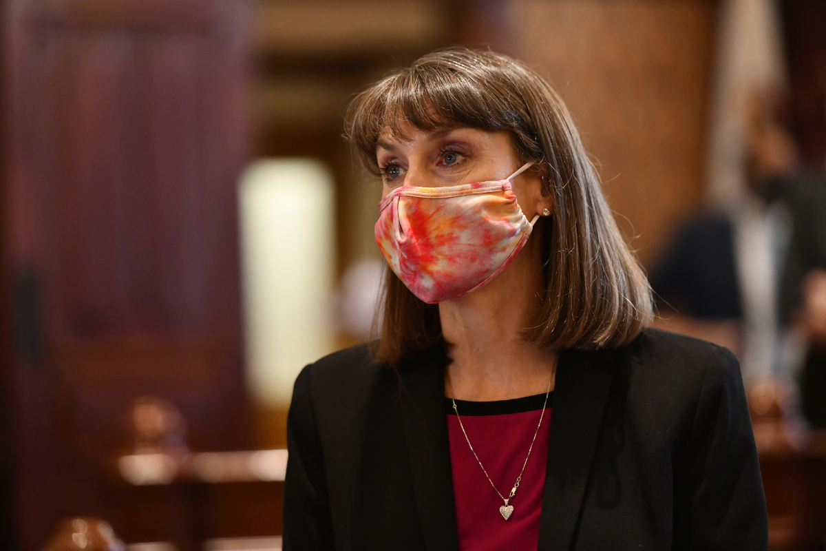 State Senator Laura Fine on the Senate floor